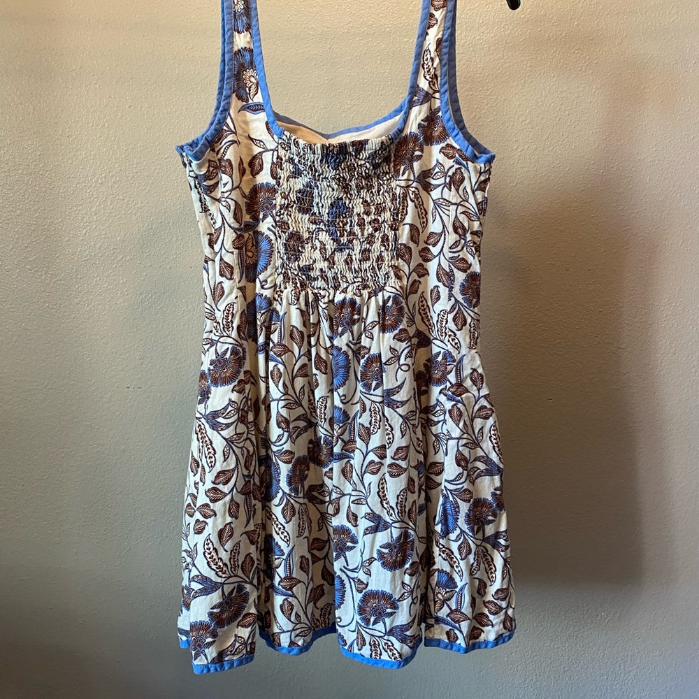 Rachel Zoe Cream and Brown Floral Dress with Blue Accents - Picture 2 of 3